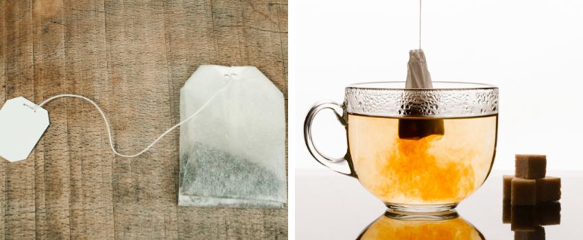Cold green tea bag for mosquito bites